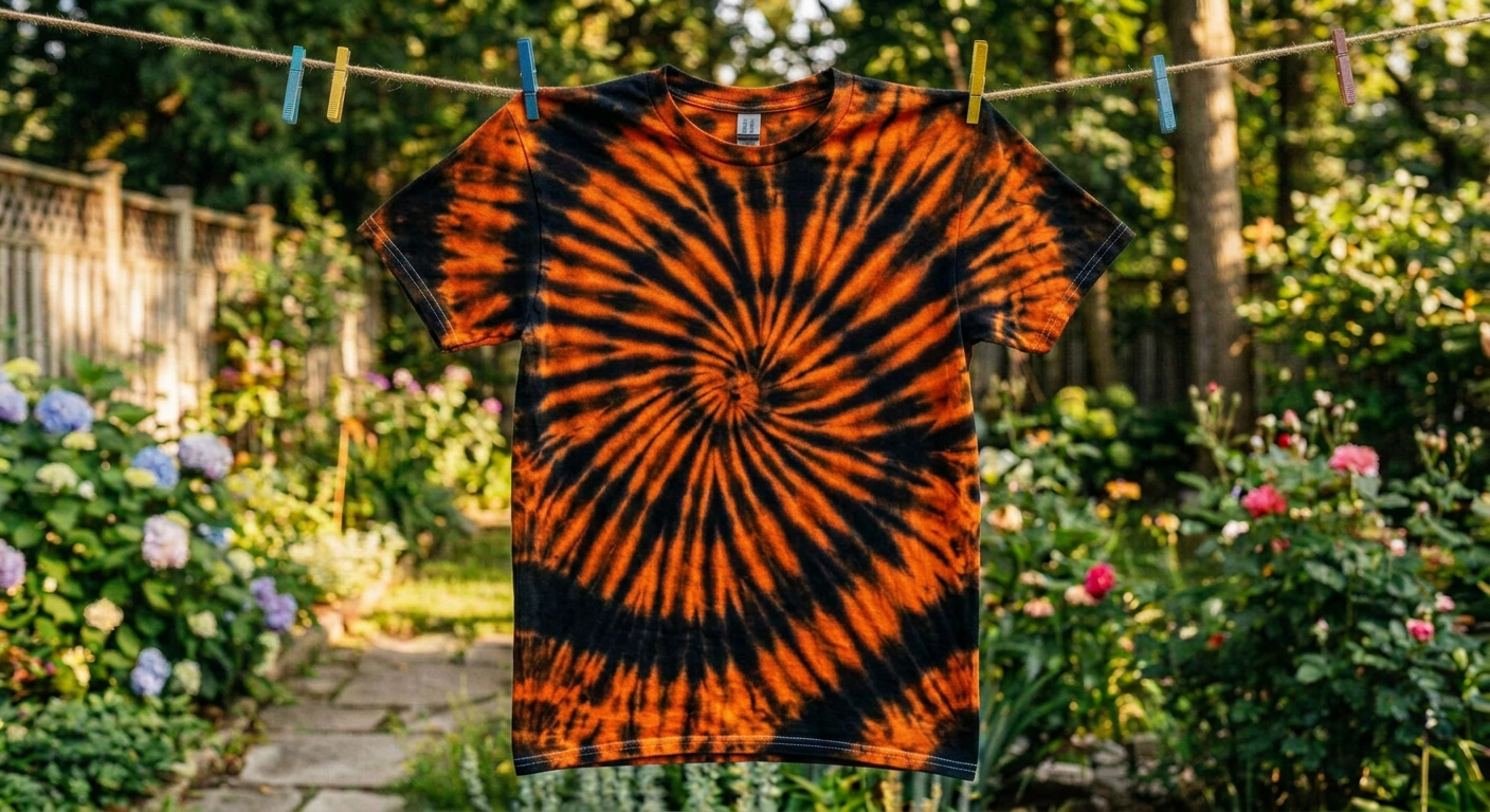 ORANGE/BLACK SPIRAL TIE DYE